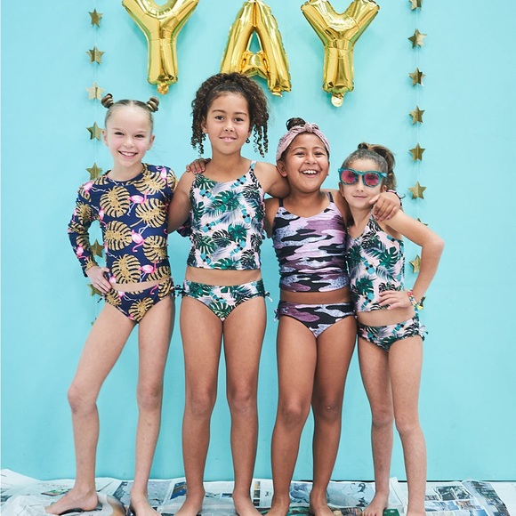 PixieLane Glitter Camo Tankini Set (Little Girls) - Picture 2 of 3
